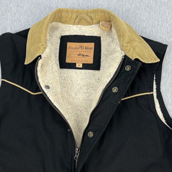 Powder River Outfitters Vest Mens M Black Western Canvas Sherpa Lined Panhandle - Picture 4 of 11